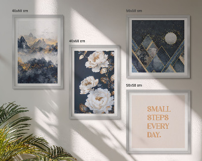 Set of 4 wall art pieces Abstract Mountains Flowers Inspiration