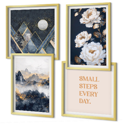 Set of 4 wall art pieces Abstract Mountains Flowers Inspiration