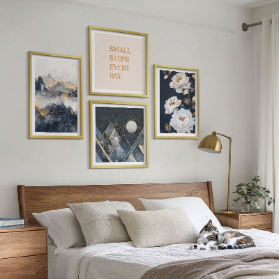 Set of 4 wall art pieces Abstract Mountains Flowers Inspiration