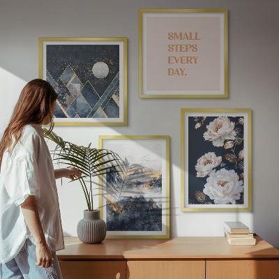 Set of 4 wall art pieces Abstract Mountains Flowers Inspiration