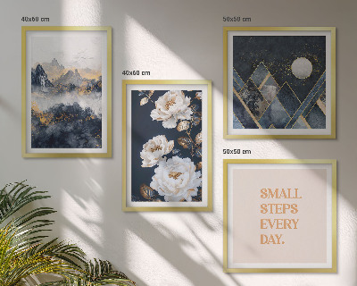 Set of 4 wall art pieces Abstract Mountains Flowers Inspiration