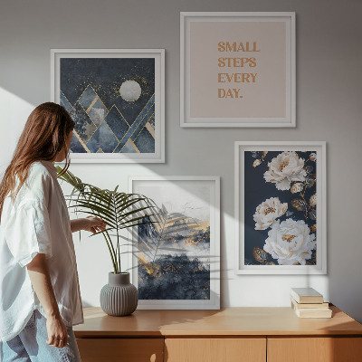 Set of 4 wall art pieces Abstract Mountains Flowers Inspiration
