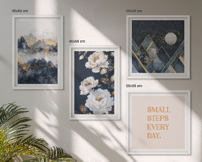 Set of 4 wall art pieces Abstract Mountains Flowers Inspiration