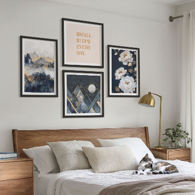Set of 4 wall art pieces Abstract Mountains Flowers Inspiration