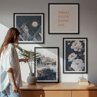 Set of 4 wall art pieces Abstract Mountains Flowers Inspiration