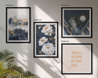 Set of 4 wall art pieces Abstract Mountains Flowers Inspiration