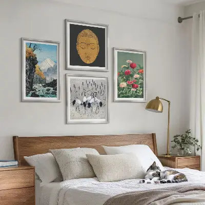 Wall art set featuring Japanese nature and Japandi style