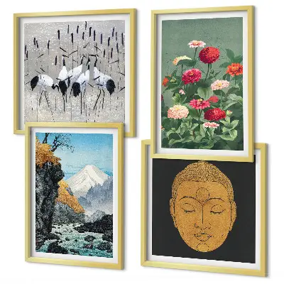 Wall art set featuring Japanese nature and Japandi style