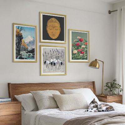 Wall art set Japanese nature and Japandi style