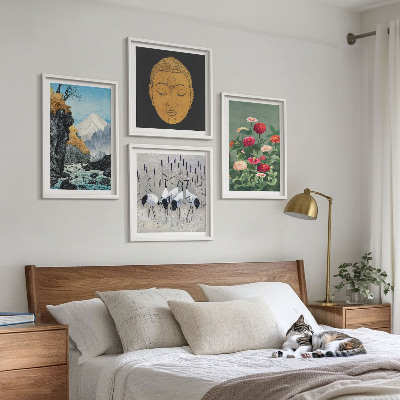Wall art set Japanese nature and Japandi style