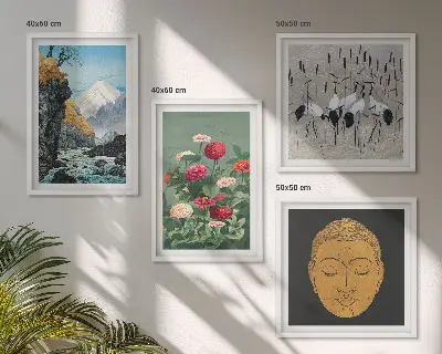Wall art set featuring Japanese nature and Japandi style