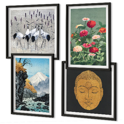 Wall art set Japanese nature and Japandi style