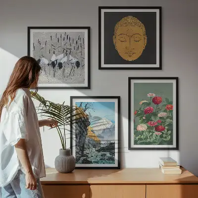 Wall art set featuring Japanese nature and Japandi style