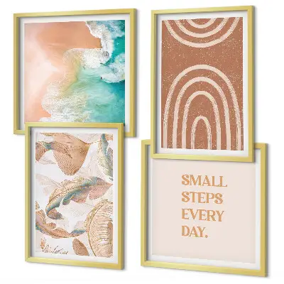 Delicate boho leaves wall art set of 4 pieces