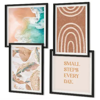 Delicate boho leaves wall art set of 4 pieces