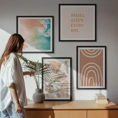 Delicate boho leaves wall art set of 4 pieces