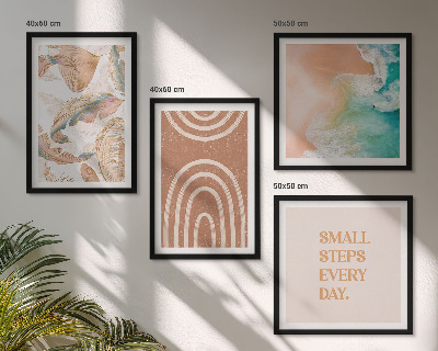 Set of 4 wall art pieces Delicate boho leaves lettering