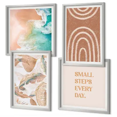 Delicate boho leaves wall art set of 4 pieces