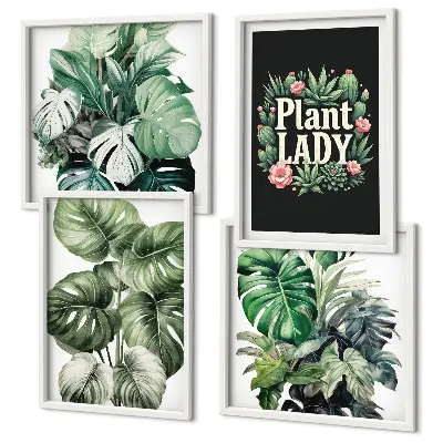 Tropical plants wall decor set multi-piece plant lady design