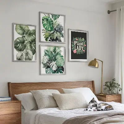 Tropical plants wall decor set multi-piece plant lady design
