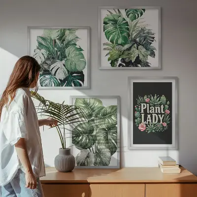 Tropical plants wall decor set multi-piece plant lady design