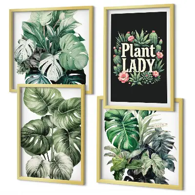 Tropical plants wall decor set multi-piece plant lady design