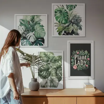 Tropical plants wall decor set multi-piece plant lady design