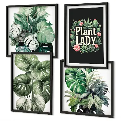 Tropical plants wall decor set multi-piece plant lady design