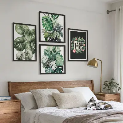 Tropical plants wall decor set multi-piece plant lady design