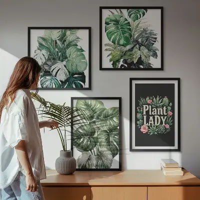 Tropical plants wall decor set multi-piece plant lady design