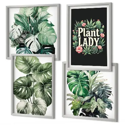 Tropical plants wall decor set multi-piece plant lady design