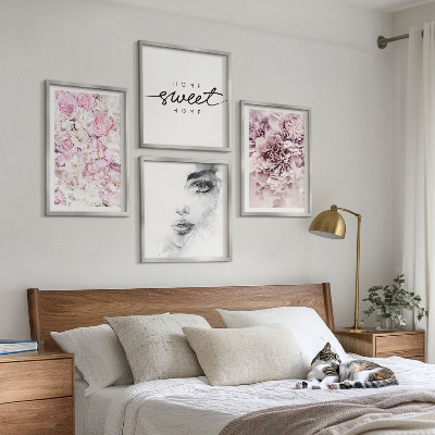 Wall art set Peonies portrait of a woman for the home