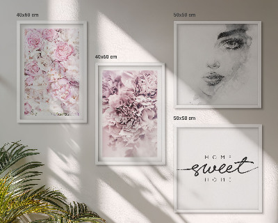 Wall art set Peonies portrait of a woman for the home