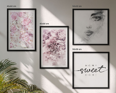 Wall art set Peonies portrait of a woman for the home