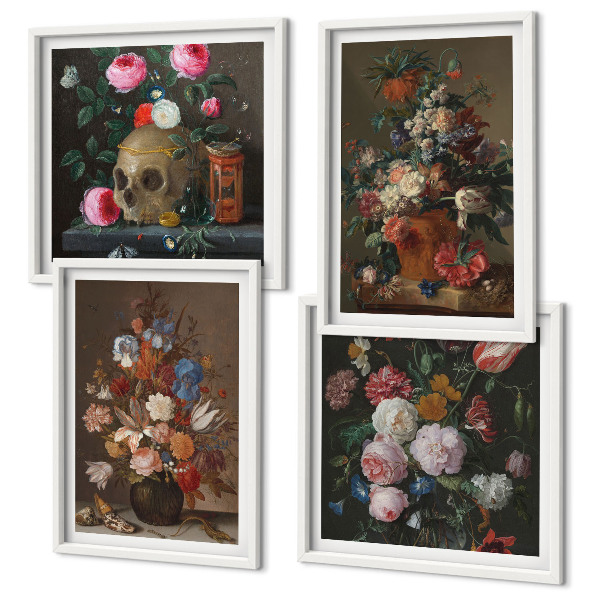 Multi-piece wall decor set Flowers in vases compositions