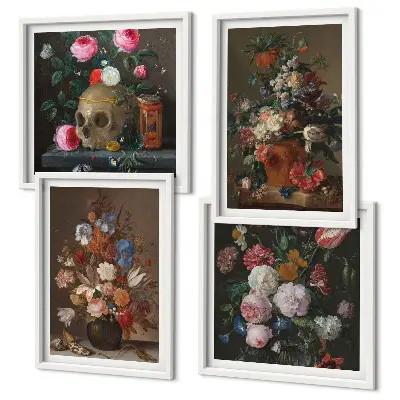 Multi-piece wall decor set floral vase compositions
