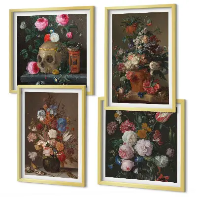Multi-piece wall decor set floral vase compositions