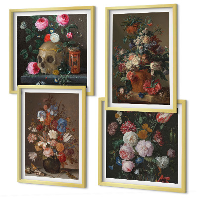 Multi-piece wall decor set Flowers in vases compositions