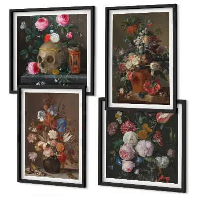 Multi-piece wall decor set floral vase compositions