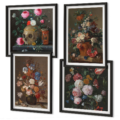 Multi-piece wall decor set Flowers in vases compositions