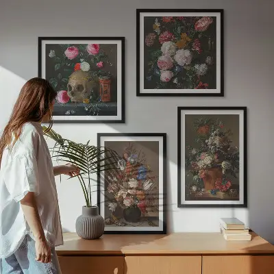 Multi-piece wall decor set floral vase compositions