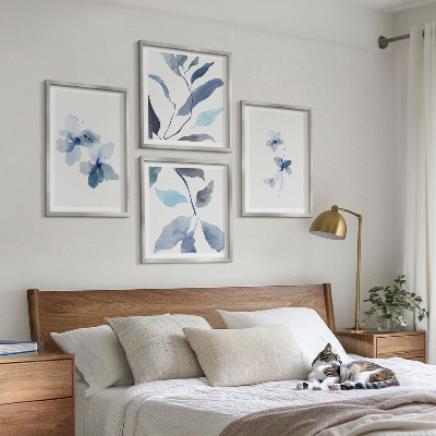 Multi-piece wall decor set Minimalist blue flowers