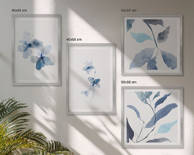 Multi-piece wall decor set Minimalist blue flowers