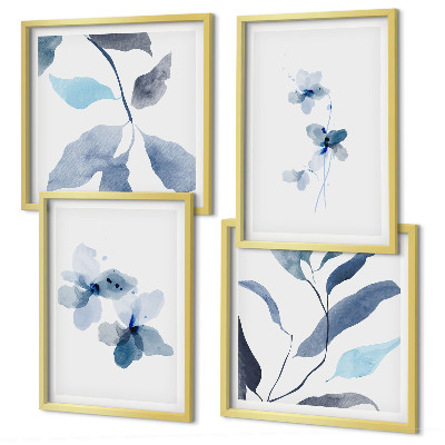 Multi-piece wall decor set Minimalist blue flowers