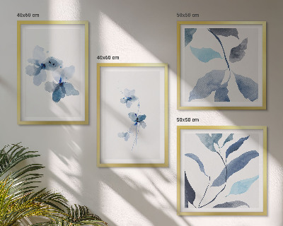 Multi-piece wall decor set Minimalist blue flowers