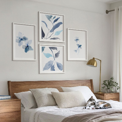 Multi-piece wall decor set Minimalist blue flowers