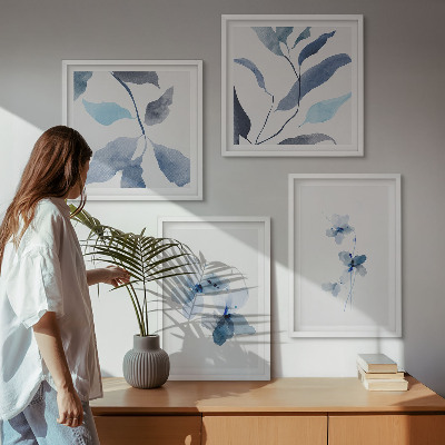 Multi-piece wall decor set Minimalist blue flowers