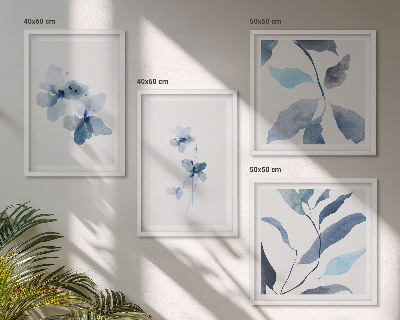 Multi-piece wall decor set Minimalist blue flowers