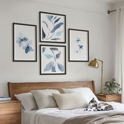Multi-piece wall decor set Minimalist blue flowers
