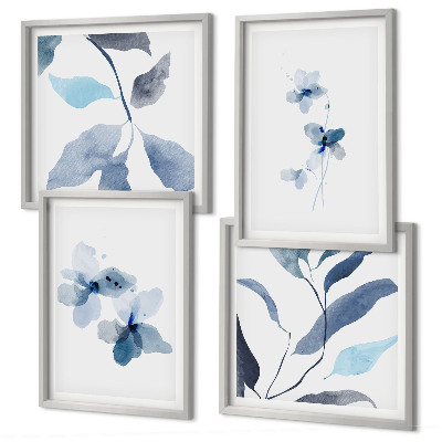 Multi-piece wall decor set Minimalist blue flowers